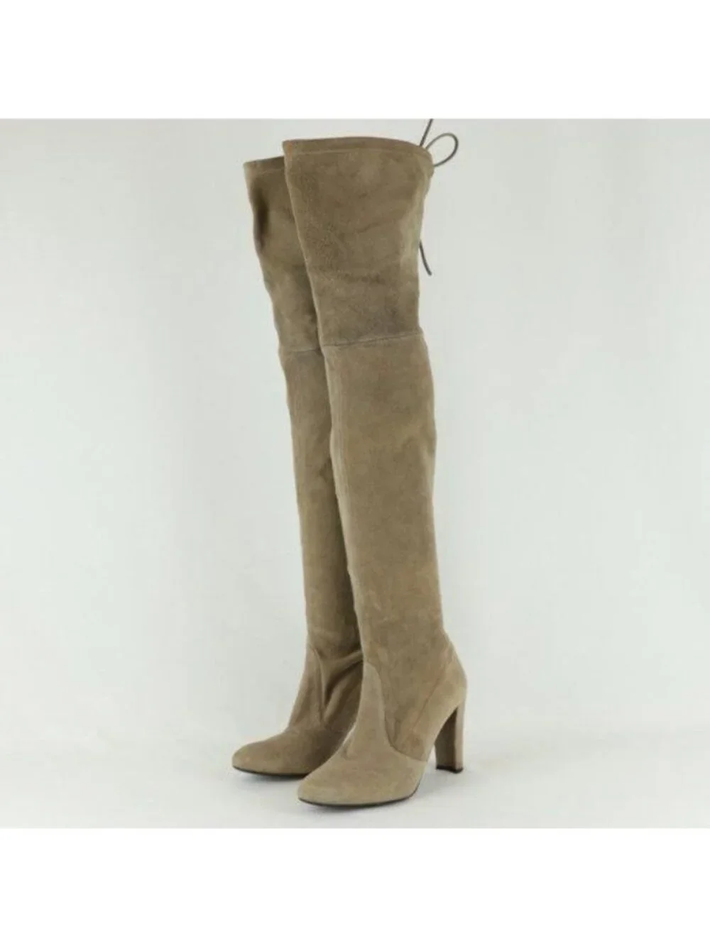 Stuart Weitzman Highland Women's Size 6.5 Taupe Over The Knee Heeled Boots